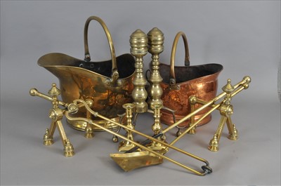 Lot 497 - A collection of copper and brass wares