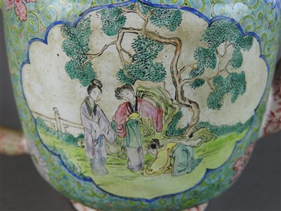 Lot 680 - A Chinese Canton enamel famille rose teapot...
