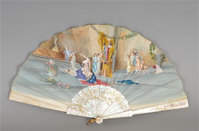 Lot 478 - A 19th century painted silk fan
