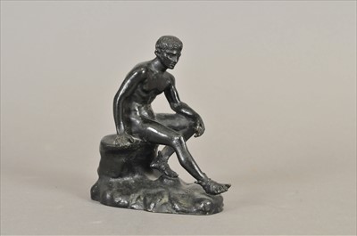 Lot 459 - A small 19th century bronze study of the seated Hermes and a further small bronze figure