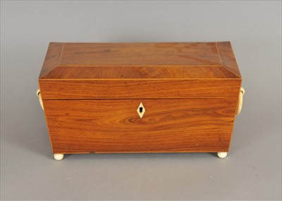 Lot 480 - A 19th century walnut veneered tea caddy