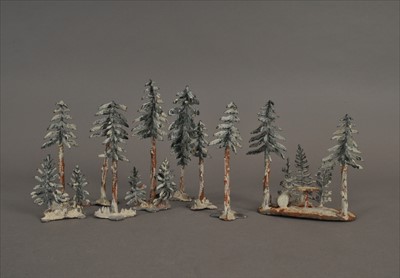 Lot 495 - A group of 20th century Czechoslovakian-made (sic) model houses and lead models of trees