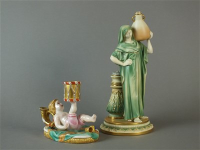 Lot 241 - Royal Worcester figural chamberstick and figure