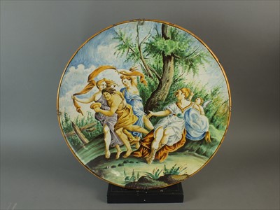 Lot 518 - A large Italian maiolica charger, late 19th century