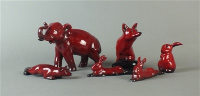 Lot 208 - Royal Doulton flambé animals