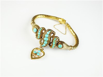 Lot 74 - A late 19th century turquoise bracelet