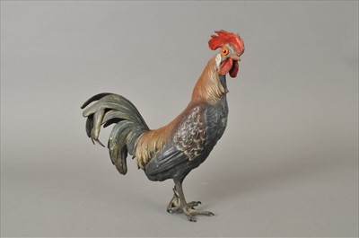 Lot 461 - An Austrian cast bronze study of a naturalistically modelled cockerel