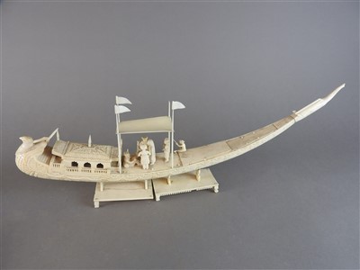 Lot 114 - An Anglo-Indian export ivory model of a boat,...