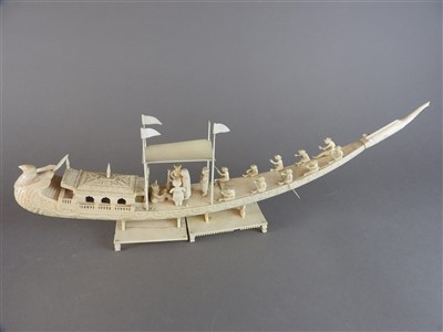 Lot 114 - An Anglo-Indian export ivory model of a boat,...