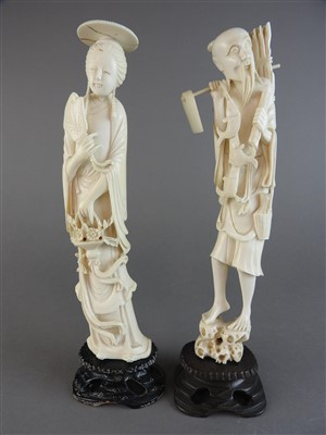 Lot 38 - Two Japanese carved ivory figures, early...