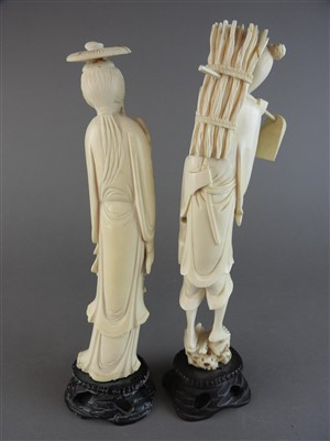 Lot 38 - Two Japanese carved ivory figures, early...