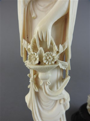 Lot 38 - Two Japanese carved ivory figures, early...