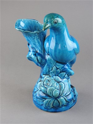 Lot 496 - A Chinese turquoise glazed porcelain dove...