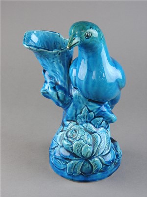 Lot 496 - A Chinese turquoise glazed porcelain dove...