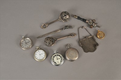 Lot 40 - A collection of rattles and pocket watches