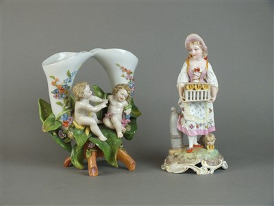 Lot 237 - Continental porcelain vase and figure