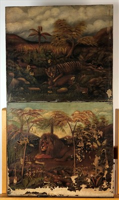 Lot 293 - Pair of oils of African animals