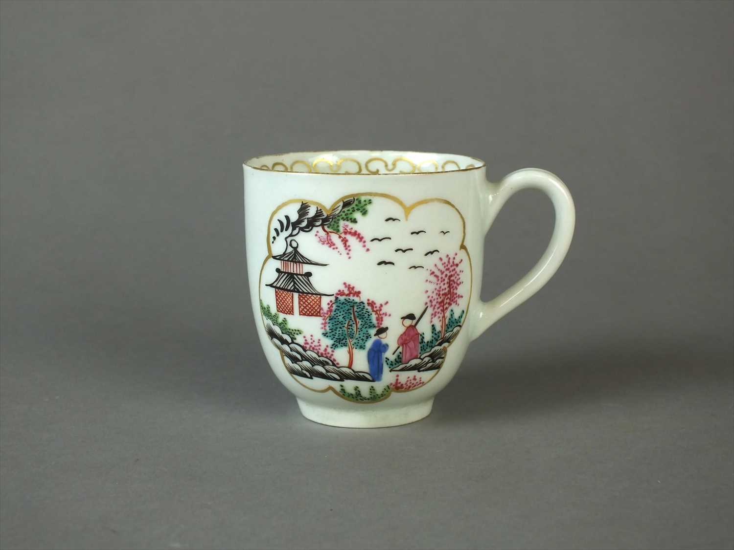 Lot 361 - Worcester 'Stag Hunt' coffee cup, circa 1765-70