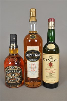 Lot 662 - The Glenlivet 40%, Glengoyne 10 YO 43% Chivas...