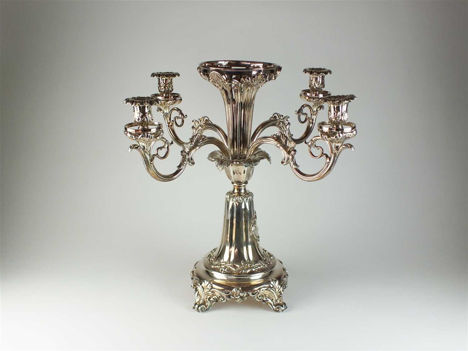 Lot 16 - A large silver plated table epergne