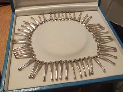 Lot 115 - A Georg Jensen silver fringe necklace by Bent Gabrielson