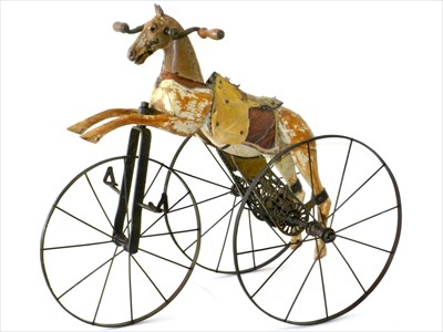 Lot 549 - Antique French Velocipede Toy Horse Tricycle c.1870
