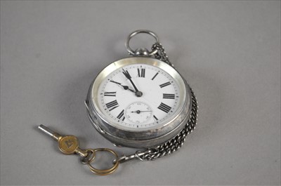 Lot 153 - Silver Stem-Set Pocketwatch with white enamel...