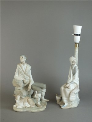 Lot 227 - Lladro lamp base and Lladro figural group