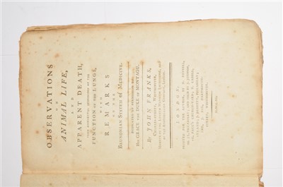 Lot 270 - FRANKS, John, Observations on Animal Life and...