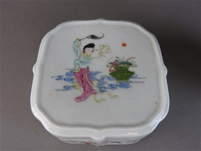 Lot 104 - A Chinese famille rose porcelain shaped square...