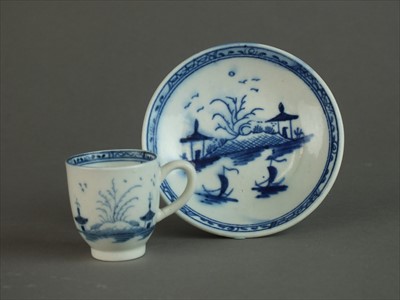 Lot 269 - Caughley 'Island' pattern toy coffee cup and saucer, circa 1780-90