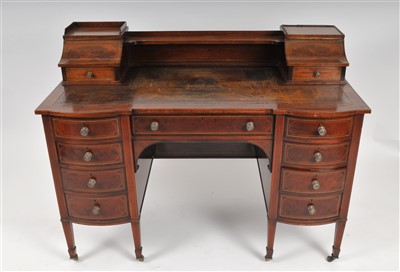 Lot 343 - An Edwardian, inlaid mahogany desk, by Maple & Co