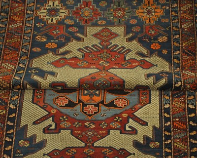 Lot 814 - Kuba Runner, The ivory field with twin...