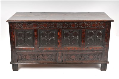 Lot 781 - A 17th century and later country oak mule chest