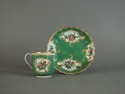 Lot 390 - Worcester apple green coffee cup and saucer
