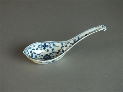 Lot 396 - Worcester rice spoon, circa 1765-70