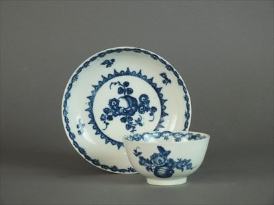 Lot 286 - Caughley 'Fruit and Wreath' tea bowl and saucer, circa 1778-88