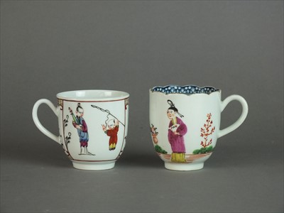 Lot 426 - Two Worcester 'Chinese Family' group coffee cups, circa 1765