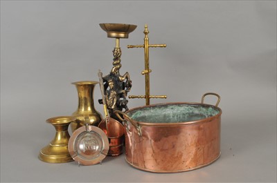 Lot 541 - A mixed collection of antique and later copper and brass wares