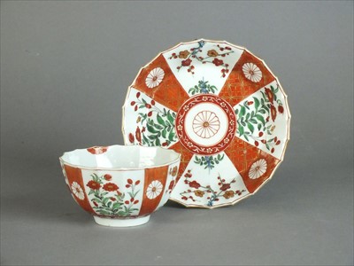 Lot 431 - Worcester 'Scarlet Japan' tea bowl and saucer, circa 1765