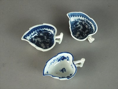 Lot 298 - Three Caughley butterboats, circa 1785