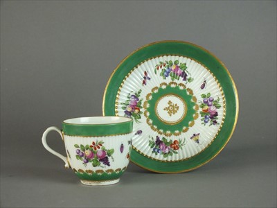 Lot 448 - Worcester tea bowl, coffee cup and saucer, circa 1770-75