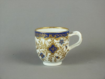 Lot 451 - Worcester blue and gilt coffee cup, circa 1785