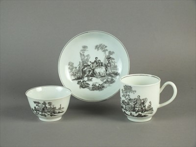 Lot 460 - Worcester trio of coffee cup and saucer, circa 1760