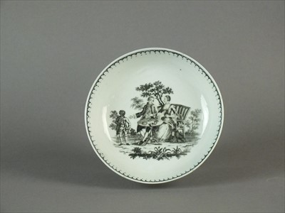 Lot 462 - Worcester 'Tea Party no.3' saucer, circa 1756-60