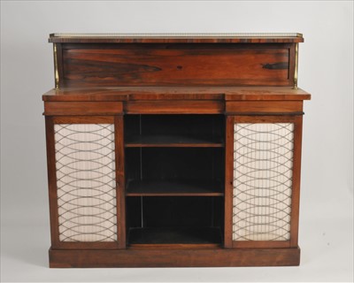 Lot 597 - A 19th century rosewood veneered chiffonier of shallow proportions