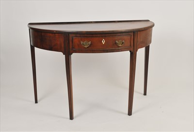 Lot 378 - A 19th century mahogany demi-lune side table