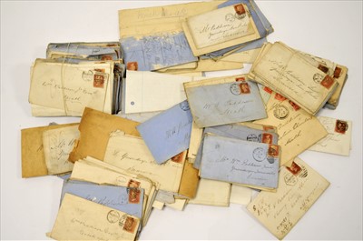 Lot 187 - EPHEMERA. 100+ Victorian envelopes with stamps....