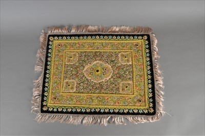 Lot 485 - An Indian decorative gilt embroidered panel,...