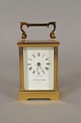Lot 531 - A Mappin & Webb brass cased carriage clock